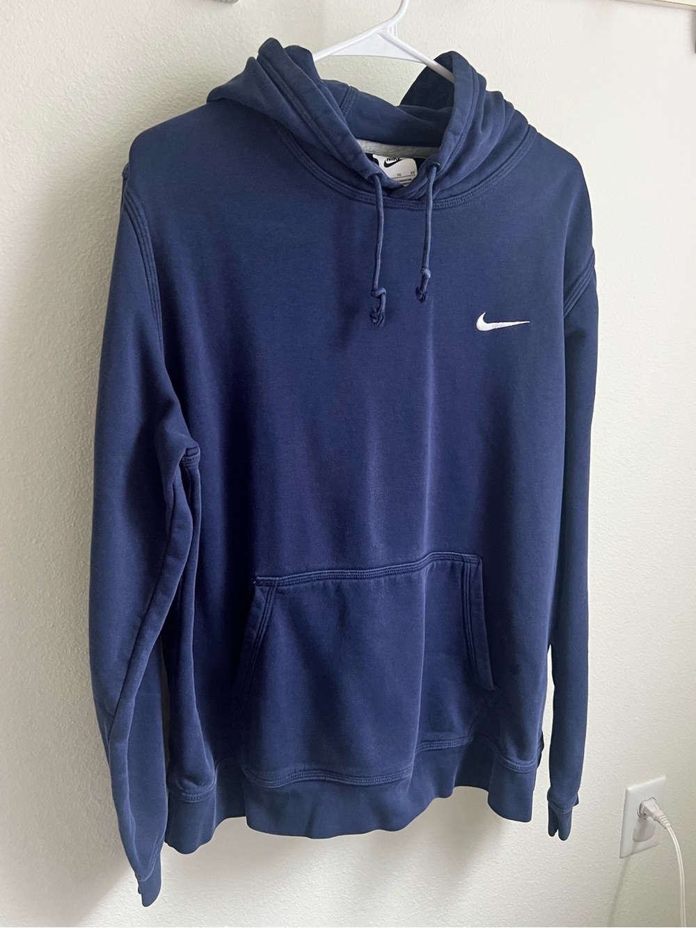 Nike Navy Blue Pullover Hoodie with White Swoosh